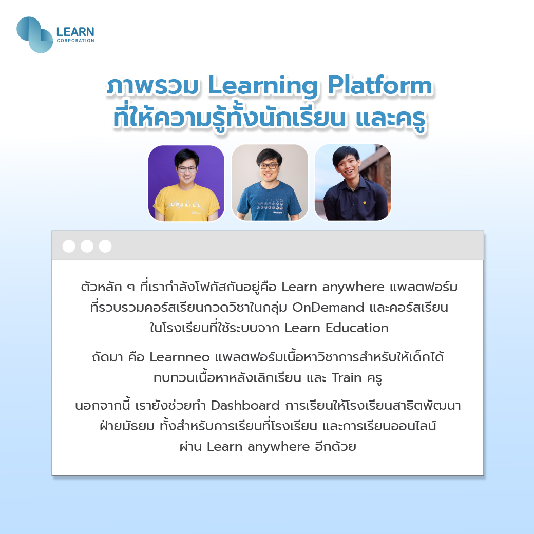 เปิดใจทีม Dev ผู้อยู่เบื้องหลัง Learning Platform จาก Learn Corporation ...